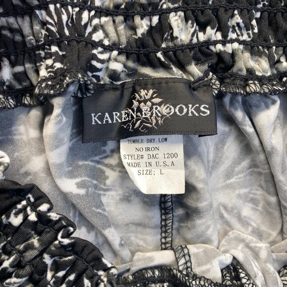 Karen Brooks Pants Womens Black Mid Rise Wide Leg Pockets,Large,USA,Elastic Wais - Picture 3 of 6